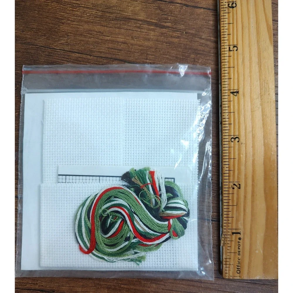 Mini Motif Christmas Cross Stitch Kit Swan And Holly Wreath Vtg NOS P108
